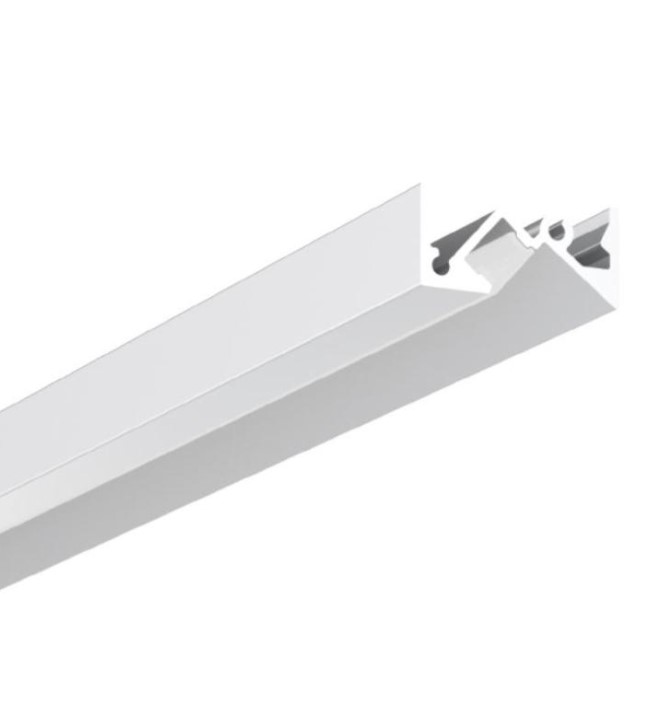 PERFIL DE ALUMINIO PARA EMPOTRAR DE 45 GRADOS DE 1 METRO CON TAPAS Y CLIP 