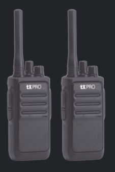 KIT DE 2 RADIOS PORTATILES CON 2 BASES PARA CARGA