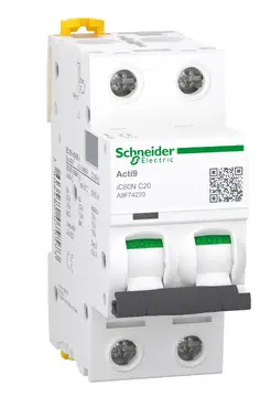 INTERRUPTOR TERMOMAGNETICO RIEL DIN 2 POLOS 20A BLANCO