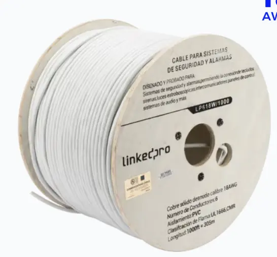 [EXTRA-03745] CABLE PARA SISTEMAS DE SEGURIDAD Y ALARMAS DE 6 HILOS X 18 AWG