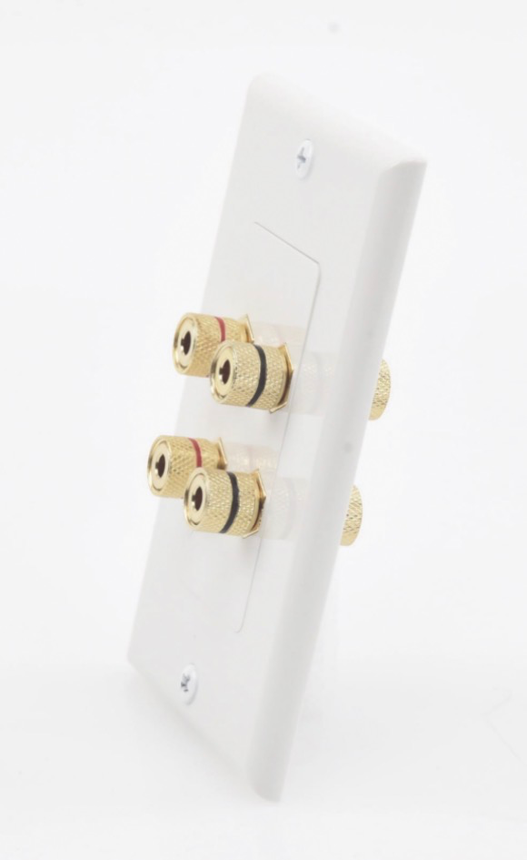PLACA DE PARED CON CONEXIÓN TIPO BANANA PARA BOCINAS