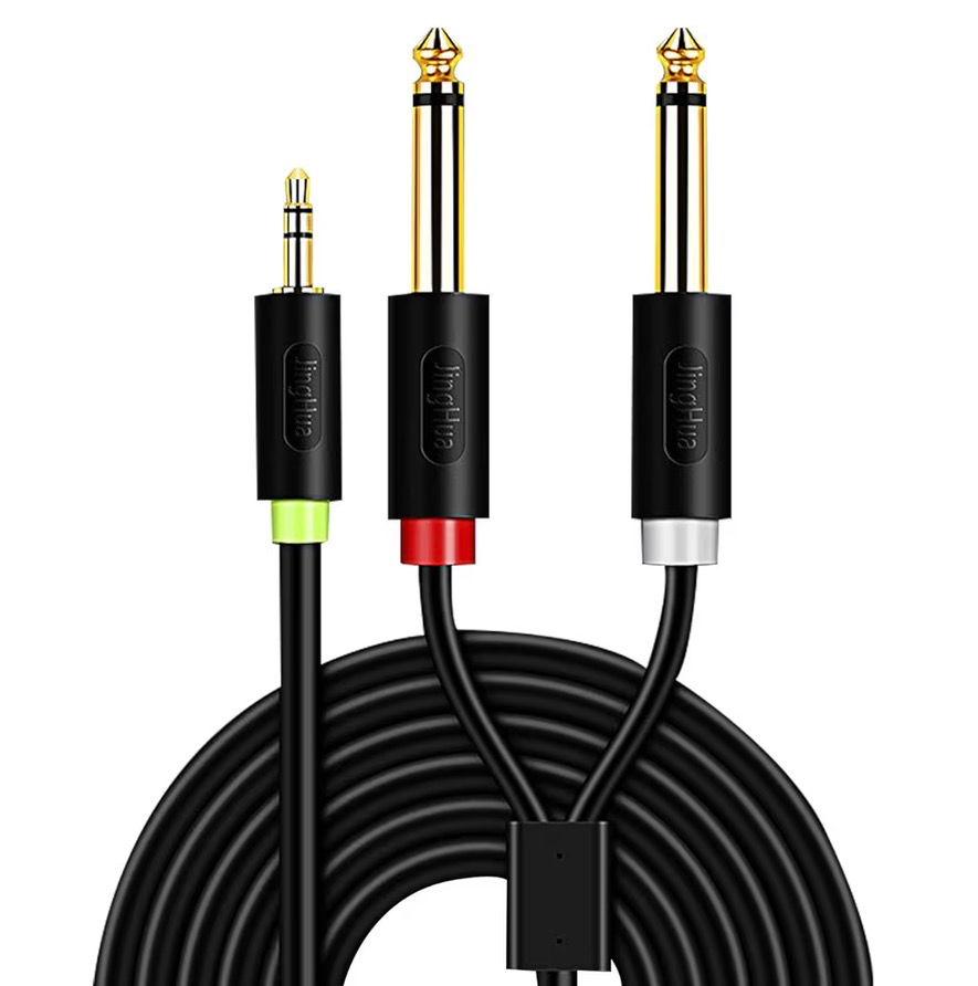 CABLE DE AUDIO AUX 3.5MM A DOBLE TRS O 6.35MM DE 50 CM