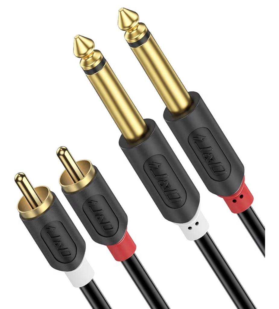 CABLE DE AUDIO RCA DOBLE TRS O 6.35MM A DOBLE TRS O 6.35MM DE 1 METRO