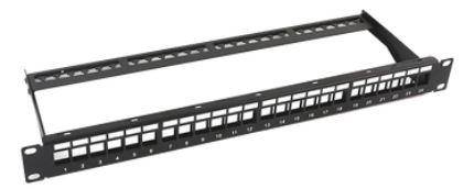KIT DE PATCH PANEL MODULAR SIN BLINDAJE DE 24 PUERTOS 1 UNIDAD DE RACK CON 24 JACKS